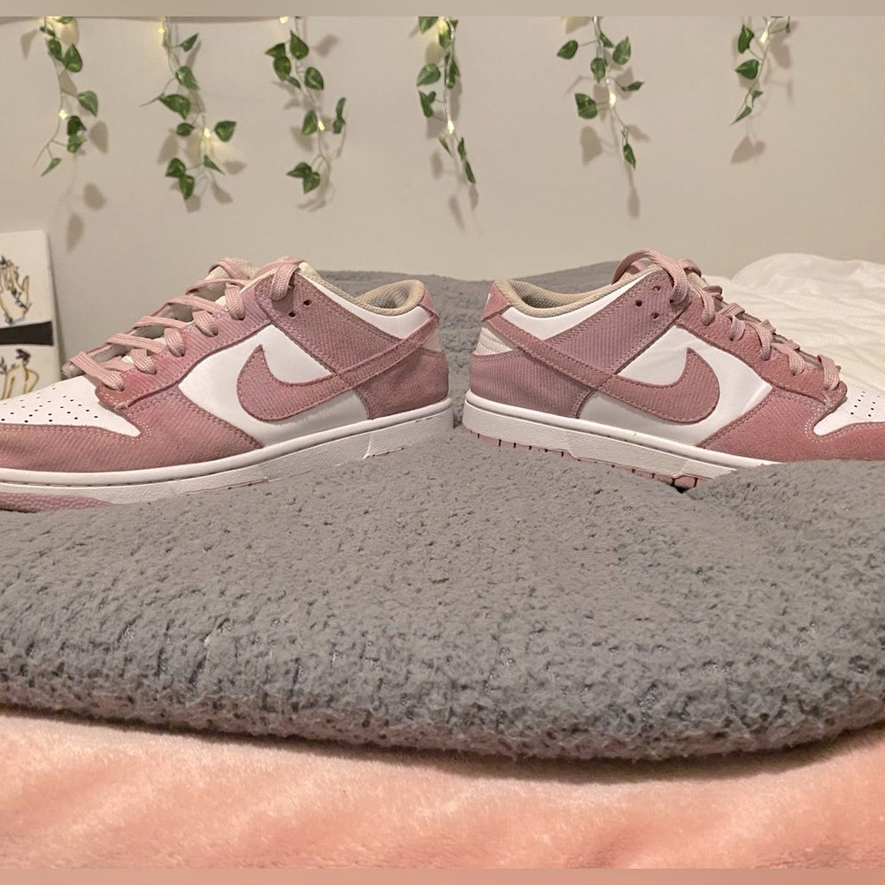 PINK CORDUROY NIKE DUNKS